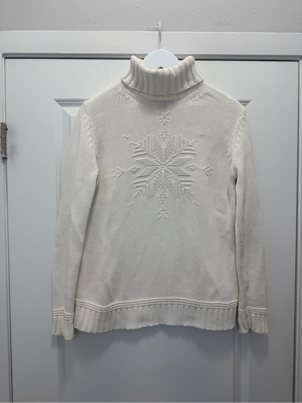 Lauren Ralph Lauren Snowflake Turtleneck Sweater Cream Cotton
